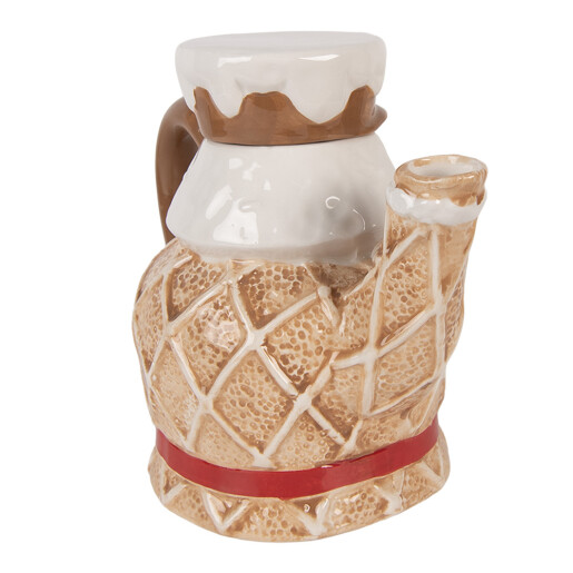Ceainic Craciun Spargatorul de Nuci ceramica maro alba 22x12x18 cm / 900 ml