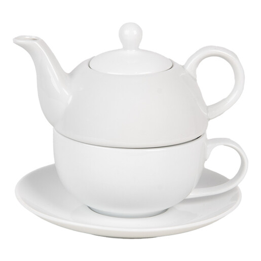 Set ceainic ceasca ceramica alba 17x16x13 cm, 350 ml, 250 ml