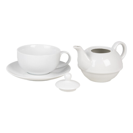 Set ceainic ceasca ceramica alba 17x16x13 cm, 350 ml, 250 ml