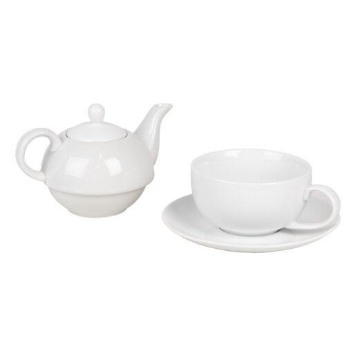 Set ceainic ceasca ceramica alba 17x16x13 cm, 350 ml, 250 ml