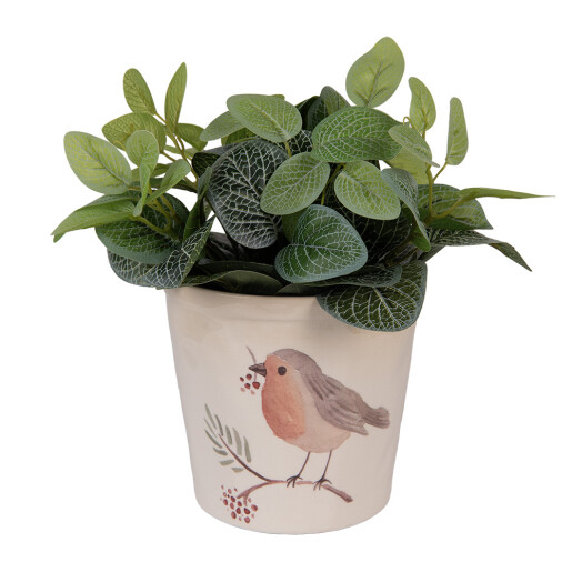 Ghiveci flori ceramica multicolora Pasare 17x16 cm