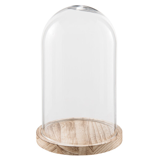 Platou decorativ lemn natur sticla transparenta 18x28 cm