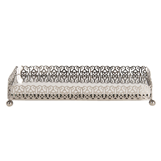 Tava decorativa metal argintiu oglinda 20x10x3 cm