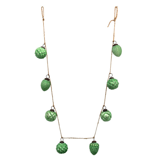 Ghirlanda globuri sticla verde 135x5x8 cm