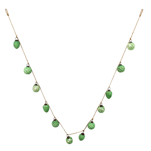 Ghirlanda globuri sticla verde 190x5x8 cm