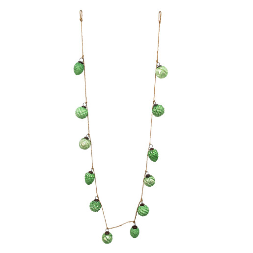 Ghirlanda globuri sticla verde 190x5x8 cm