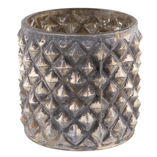 Suport lumanare sticla neagra aurie 8x8 cm