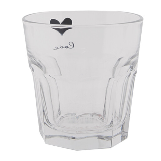 Set 6 pahare sticla transparenta neagra Love 8x8 cm, 180 ml