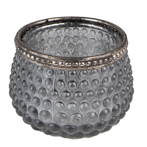 Suport lumanare sticla gri 8x6 cm