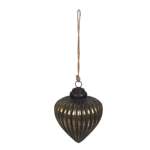 Set 12 globuri sticla neagra aurie Craciun 7x8 cm