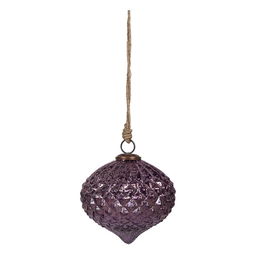 Set 6 globuri sticla violet Craciun 13x11 cm
