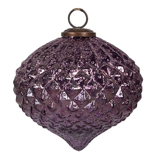 Set 4 globuri sticla violet Craciun 15x12 cm