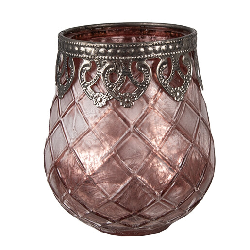 Set 2 vaze flori sticla roz PK 9x11 cm
