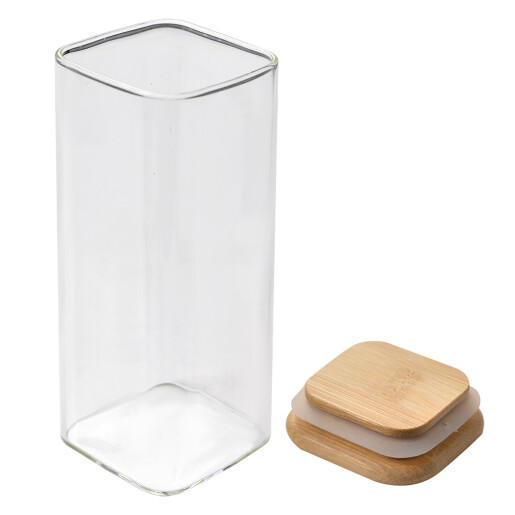 Set 2 borcane sticla lemn 6x6x15 cm