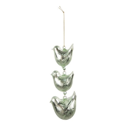 Set 2 decoratiuni Pasari decorative sticla verde 7x5x16 cm