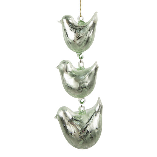 Decoratiune Pasari decorative sticla verde 7x5x16 cm