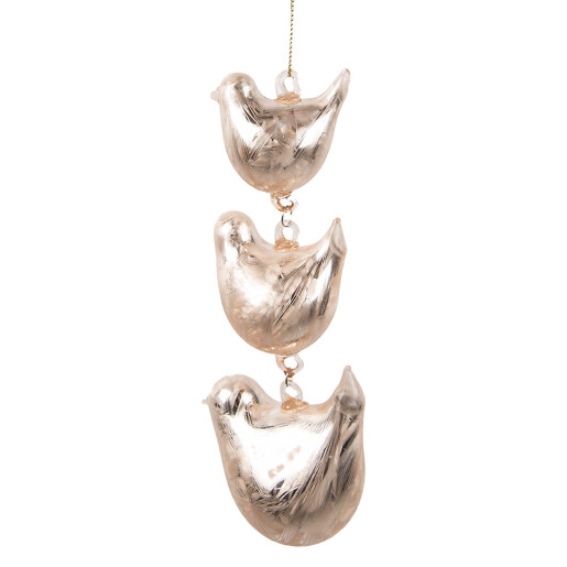 Set 2 decoratiuni Pasari decorative sticla bej 7x5x16 cm