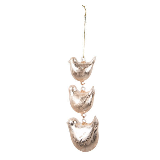 Set 2 decoratiuni Pasari decorative sticla bej 7x5x16 cm