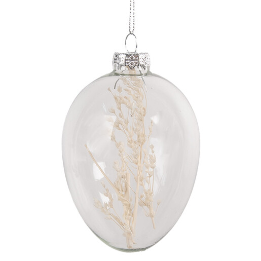 Set 6 oua decorative Paste sticla transparenta flori uscate 7x10 cm