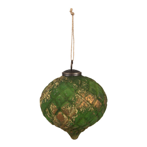 Set 4 globuri brad Craciun sticla verde aurie 15x15 cm