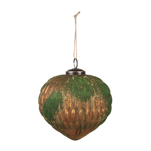 Set 4 globuri brad Craciun sticla verde aurie 15x15 cm