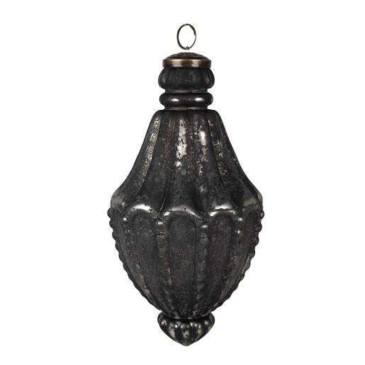 Set 3 globuri brad Craciun sticla neagra 11x22 cm