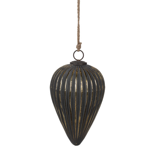 Set 2 globuri brad Craciun sticla neagra aurie 15x26 cm