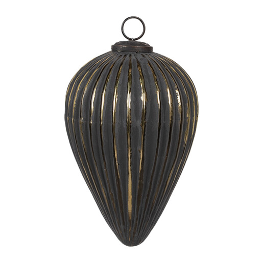 Set 4 globuri brad Craciun sticla neagra aurie 10x13 cm