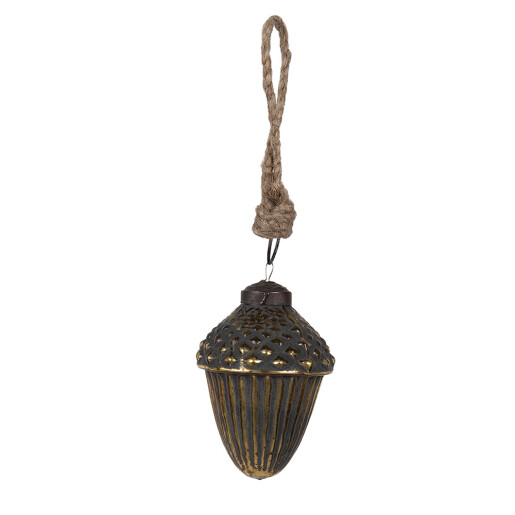 Set 6 globuri brad Craciun sticla neagra aurie 6x8 cm