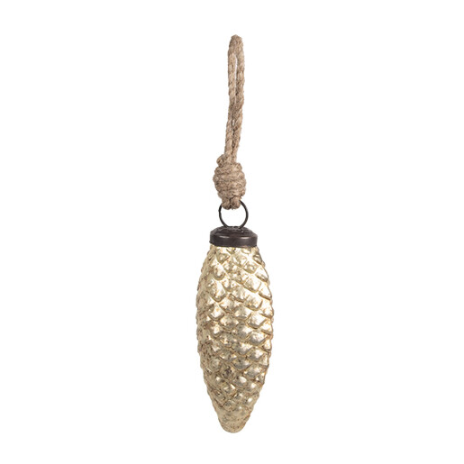 Set 4 globuri brad Craciun sticla aurie 5x4x10 cm