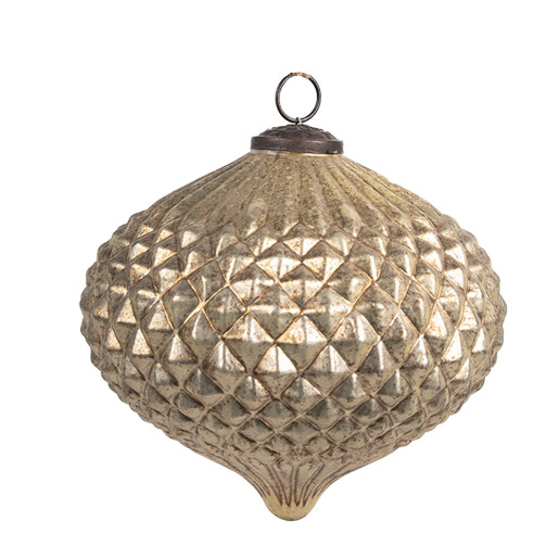 Set 4 globuri brad Craciun sticla aurie Gold 15x15 cm