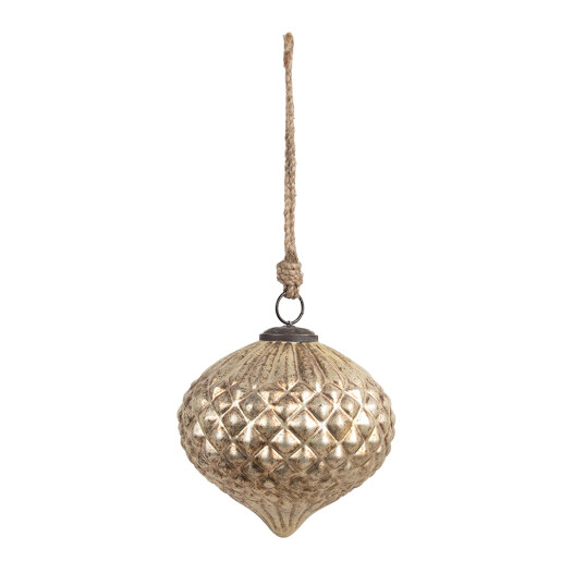 Set 4 globuri brad Craciun sticla aurie Gold 15x15 cm
