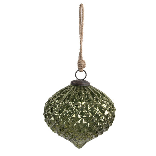 Set 8 globuri brad Craciun sticla verde 10x10 cm