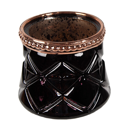 Set 2 candele sticla neagra cupru 7x6 cm