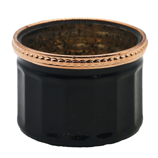 Suport lumanare sticla neagra aurie 8x6 cm