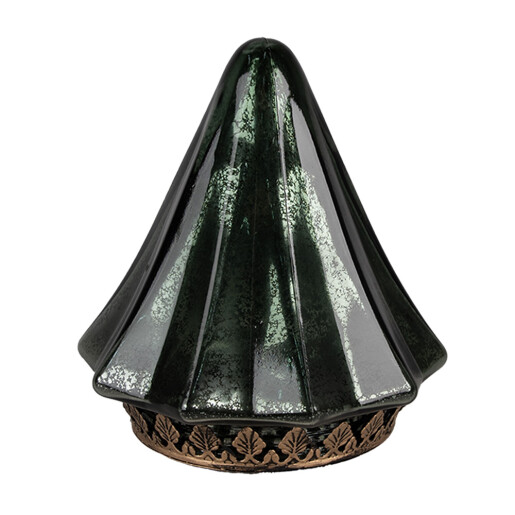 Brad Craciun sticla verde metal maro cu led 14x16 cm