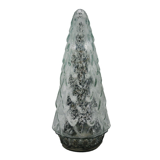 Brad Craciun sticla argintie cu led 11x24 cm