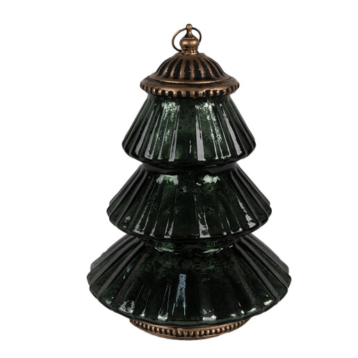 Brad Craciun sticla verde metal cupru cu led 16x22 cm