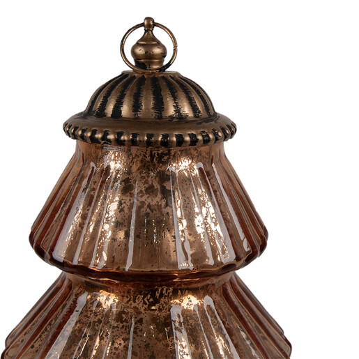 Brad Craciun sticla metal cupru cu led 16x22 cm