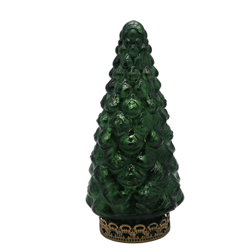 Brad Craciun sticla verde cu led 8x16 cm