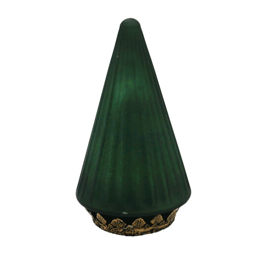 Brad Craciun metal sticla verde cu led 11x19 cm
