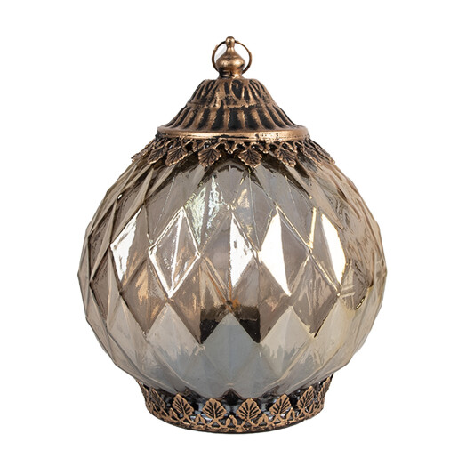 Candela cu led sticla cupru 15x19 cm