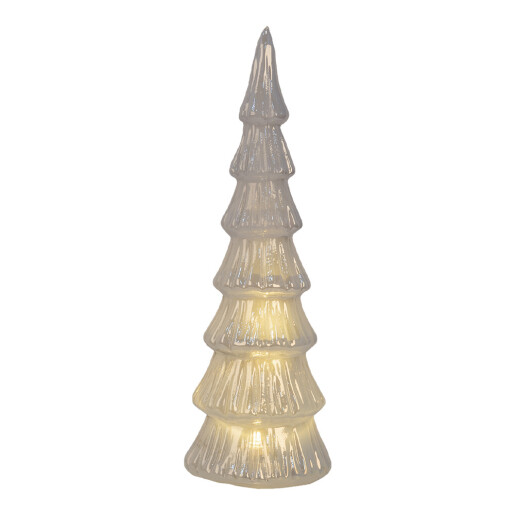 Brad Craciun sticla alba led 11x32 cm