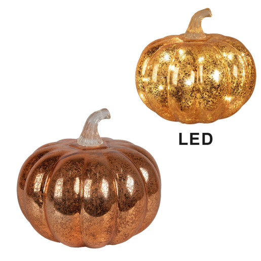Dovleac decorativ plastic portocaliu cu led 15x13 cm