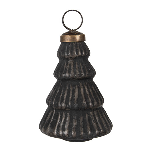 Set 12 globuri brad Craciun sticla neagra 6x9 cm
