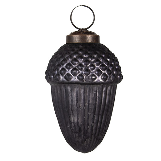 Set 6 globuri brad Craciun sticla gri 5x9 cm