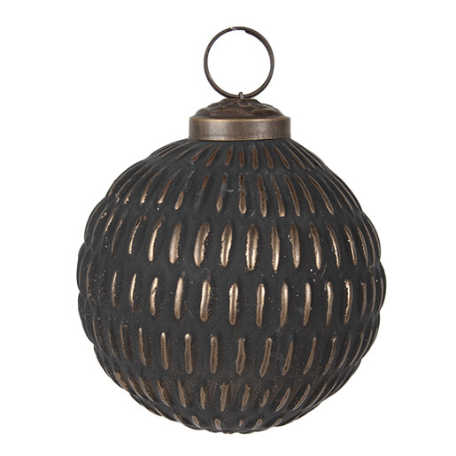 Set 6 globuri brad Craciun sticla gri aurie 8x8 cm