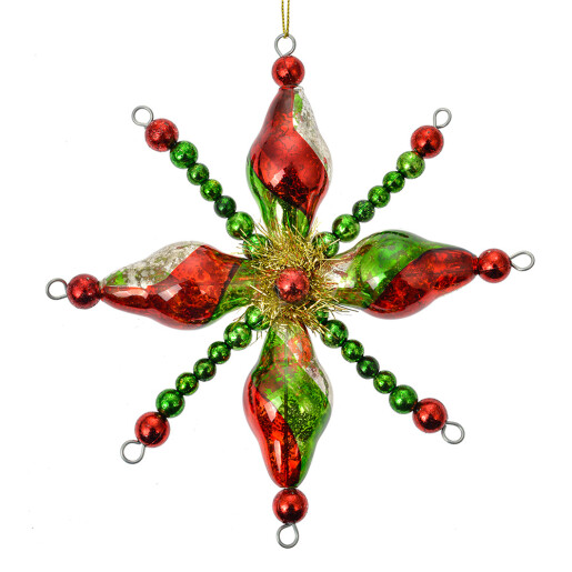 Set 2 ornamente brad Craciun sticla multicolora 16x3 cm