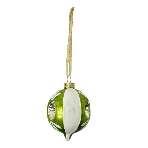 Set 4 globuri brad Craciun sticla verde alba aurie 5x7 cm