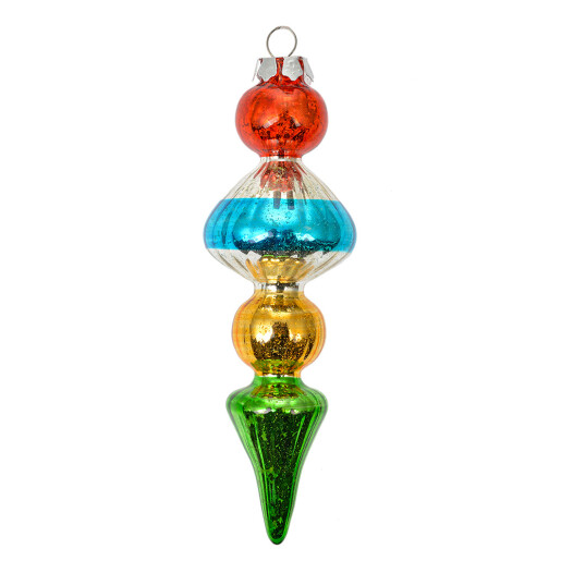 Set 2 ornamente brad Craciun sticla multicolora 5x16 cm